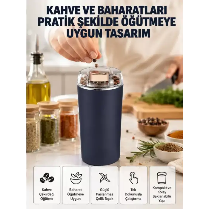 AsilTech Yeni Nesil Kahve ve Baharat Öğütücü Paslanmaz Çelik Kahve Değirmeni