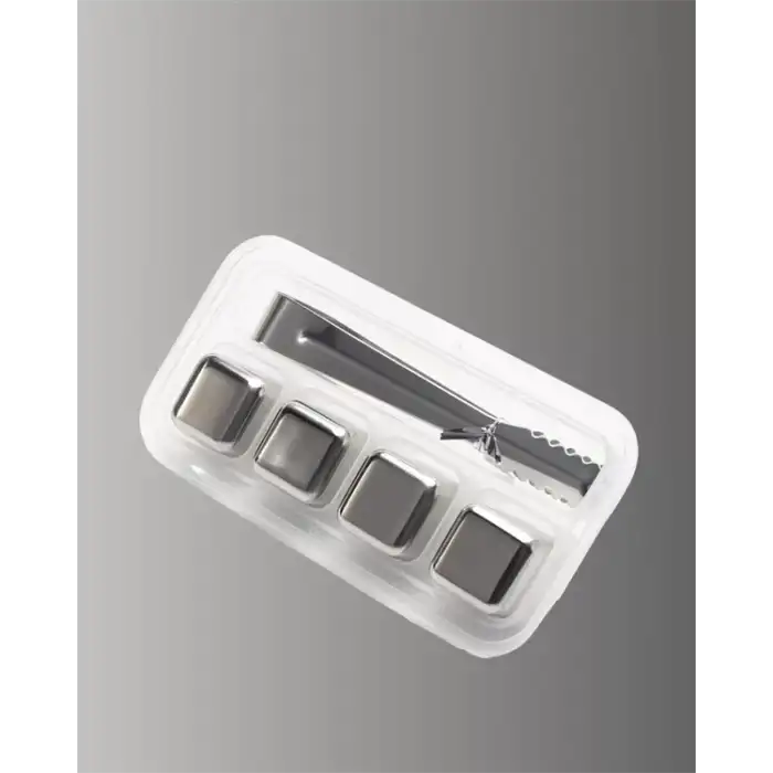 AsilTech Yeniden Kullanılabilir 304 Çelik Metal Buz Küpleri 4lü Set