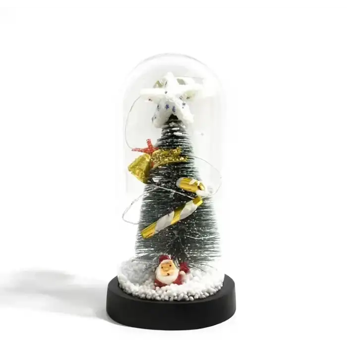 AsilTech Yılbaşı Temalı Işıklı Dekoratif Cam Fanus - Model 1