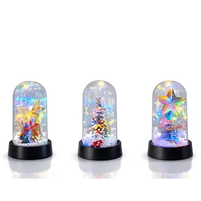 AsilTech Yılbaşı Temalı Işıklı Dekoratif Cam Fanus - Model 10