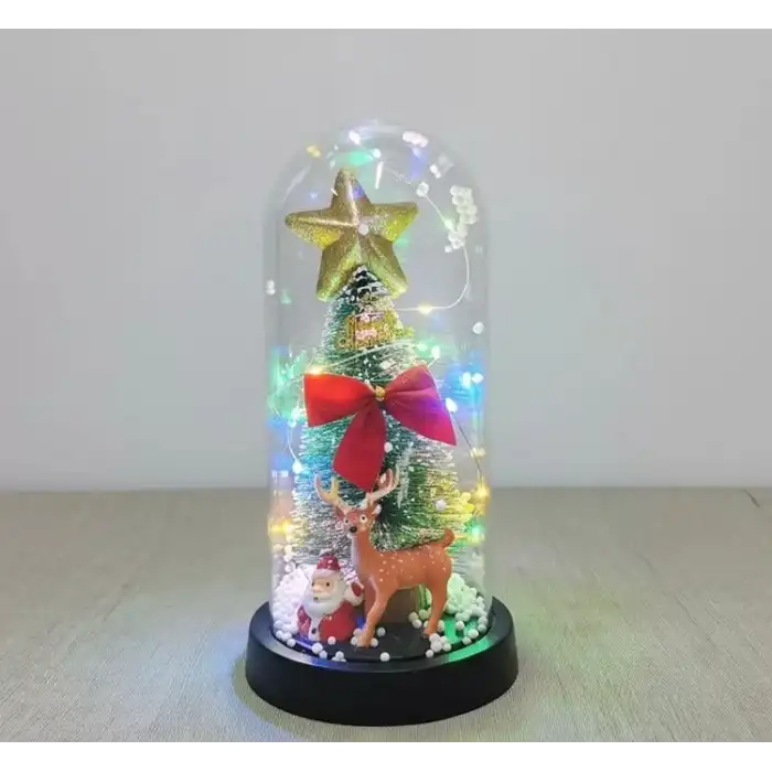 AsilTech Yılbaşı Temalı Işıklı Dekoratif Cam Fanus - Model 5