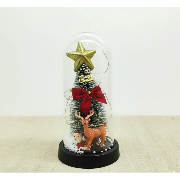 AsilTech Yılbaşı Temalı Işıklı Dekoratif Cam Fanus - Model 5