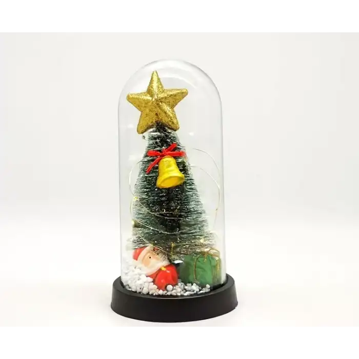 AsilTech Yılbaşı Temalı Işıklı Dekoratif Cam Fanus - Model 6