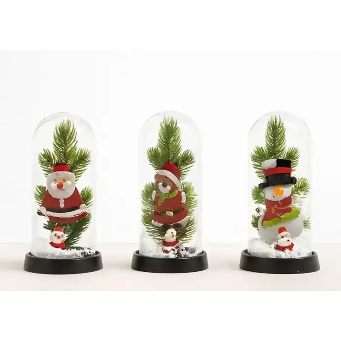 AsilTech Yılbaşı Temalı Işıklı Dekoratif Cam Fanus - Model 8