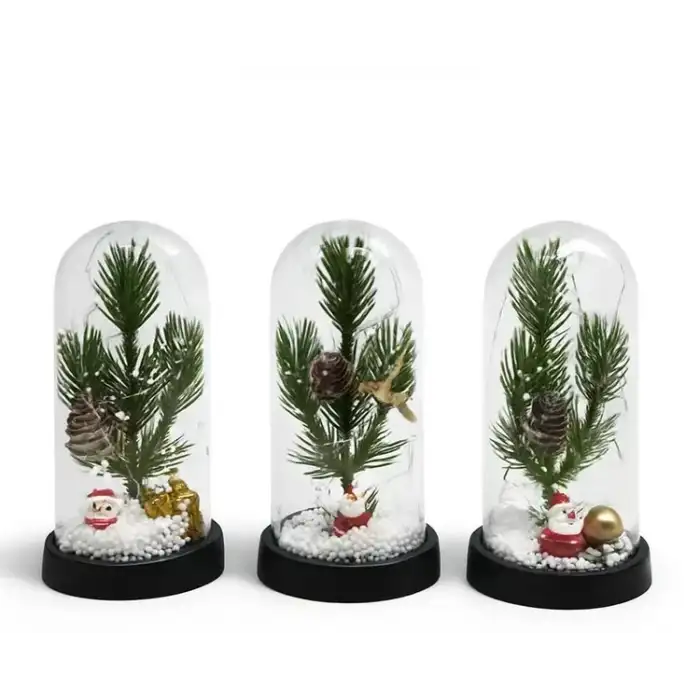 AsilTech Yılbaşı Temalı Işıklı Dekoratif Cam Fanus - Model 9