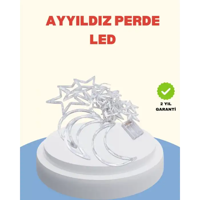 AsilTech Yıldız Ay Tasarımlı Prizli Perde LED Işık İç Mekan Dekoru