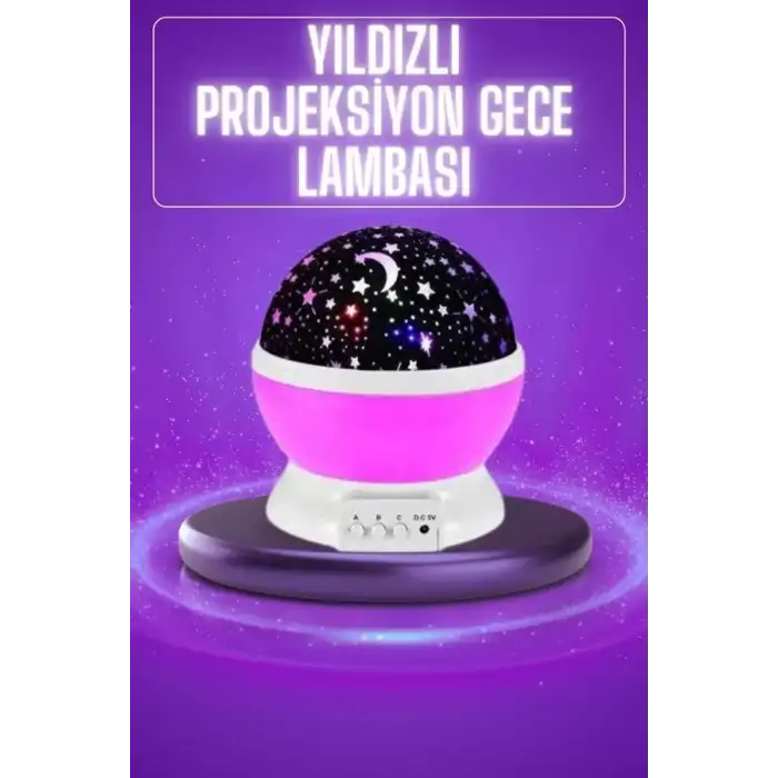 AsilTech Yıldız Görünümlü Gece Lambası Renkli Masa Lambası Gökyüzü Projeksiyon