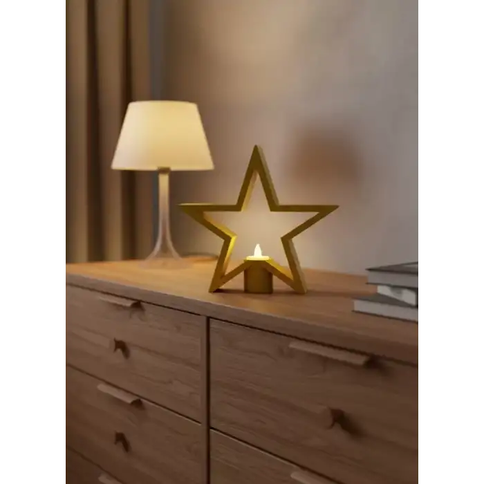 AsilTech Yıldız Şeklinde Sarı Mumluk Loş Işık Ev Aksesuarı