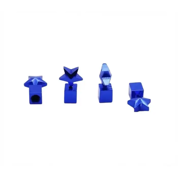 AsilTech Yıldızlı Alüminyum Sibop Kapağı 4lü Set Mavi