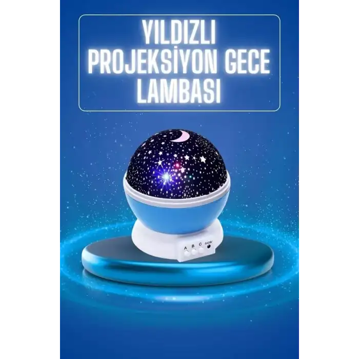 AsilTech Yıldızlı Gece Lambası Mor Projeksiyon Görünümlü Masa Lambası Renk Değiştirebilen