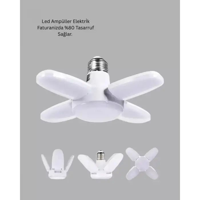 AsilTech Yüksek Işık Güçlü LED Ampül 4 Kollu Katlanır Pervane Tasarım