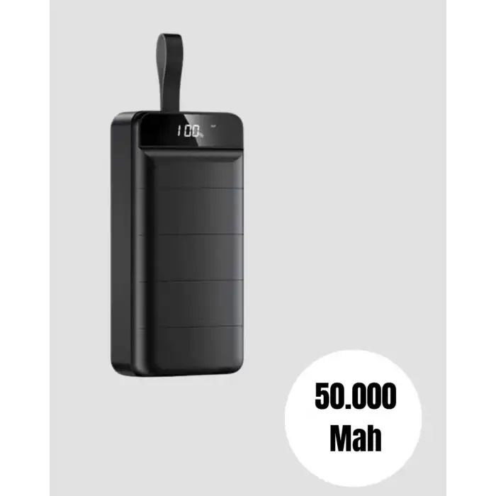 AsilTech Yüksek Kapasiteli 50.000 mAh Powerbank – Type-C, Lightning ve Micro USB Uyumlu, Çoklu Cihaz Şarj Özellikli