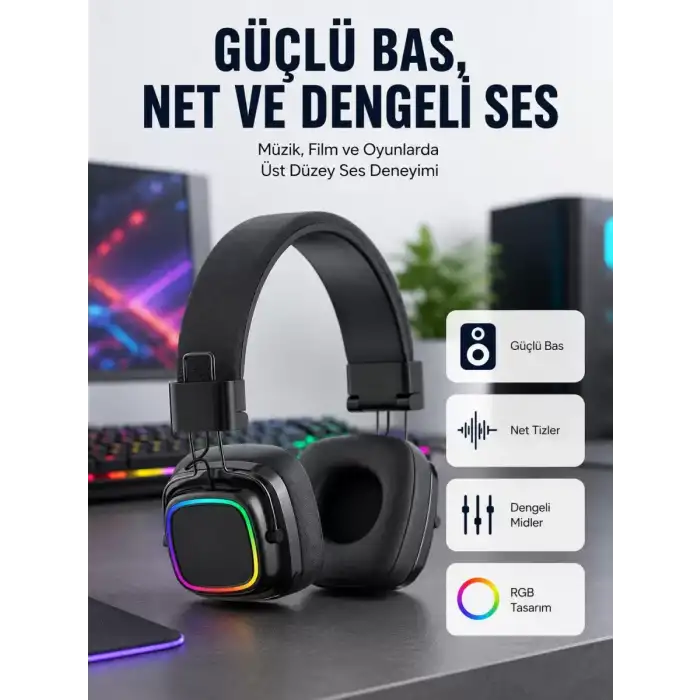 AsilTech Yüksek Ses Kaliteli Kablosuz Kulak Üstü Kulaklık – BT 5.3