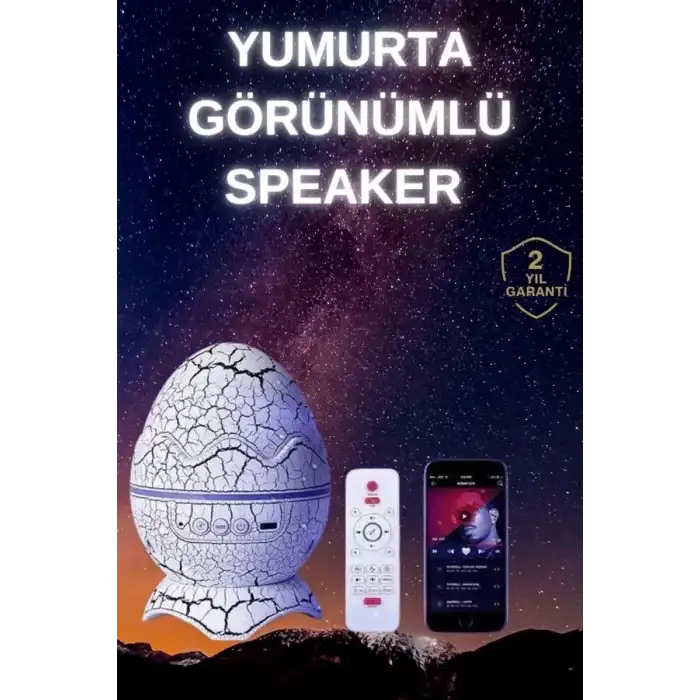 AsilTech Yumurta Şeklinde Su Dalgalı Bluetooth Speaker Lamba Renkli Şarjlı