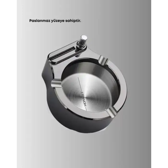 AsilTech Yuvarlak Çakmaklı Küllük Dayanıklı Metal Yapı