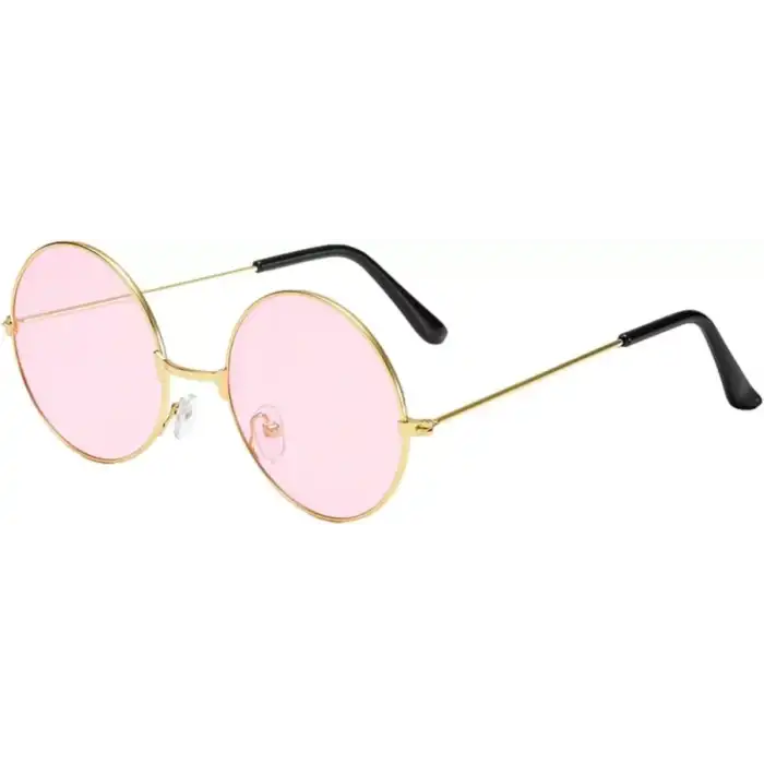AsilTech Yuvarlak Cam John Lennon Tarzı Gold Pembe Gözlük