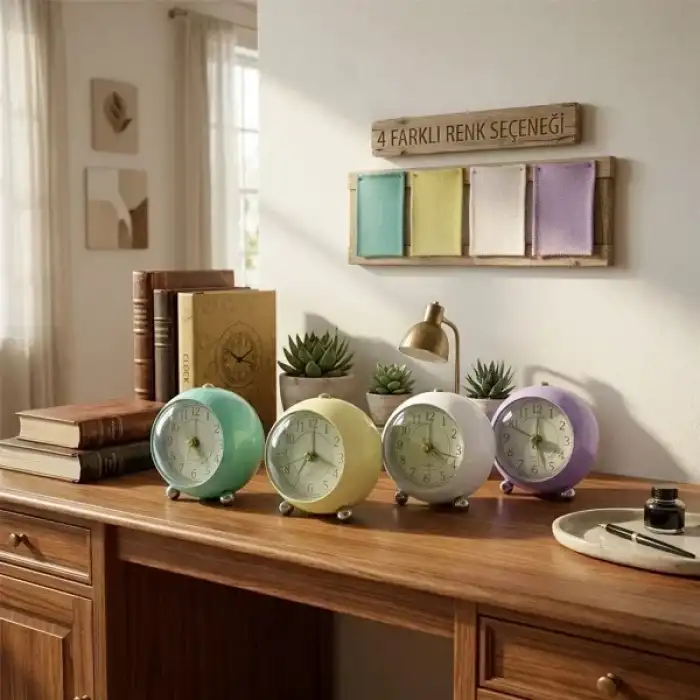 AsilTech Yuvarlak Metal Renkli Çalar Saat
