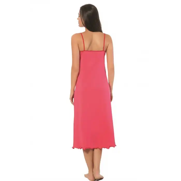 Bayan İp Askılı Uzun Gecelik Fuşya