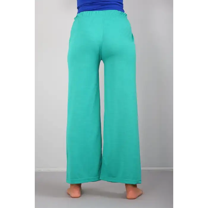 Bayan Penye Bol Paça Pantolon Yeşil