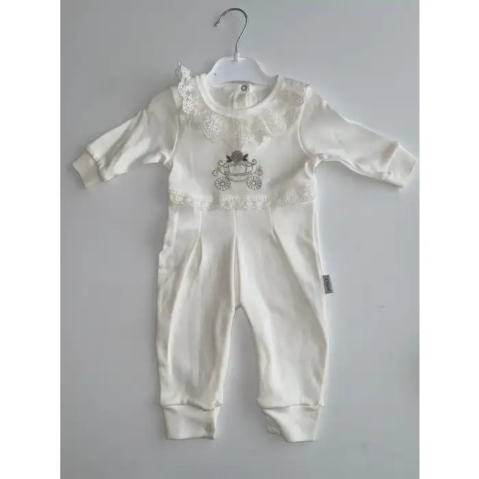 Çiçekli Araba Nakışlı Dantelli Tulum