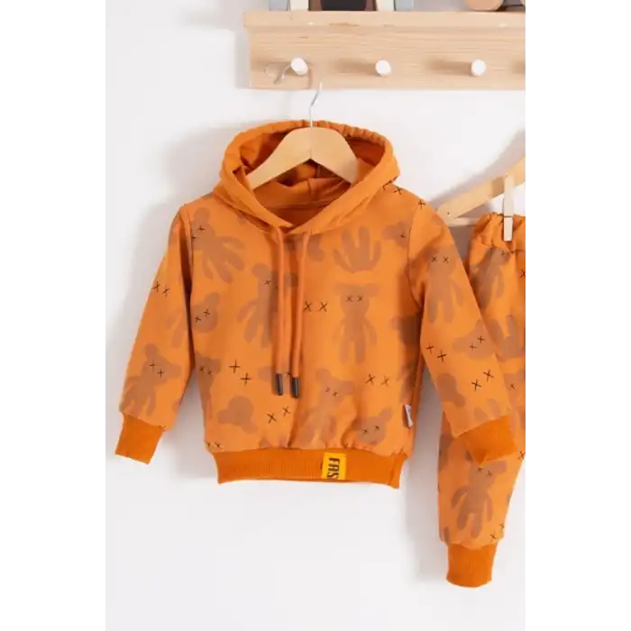 Cool Bear Kapüşonlu % 100 Pamuk Erkek Bebek Takımı