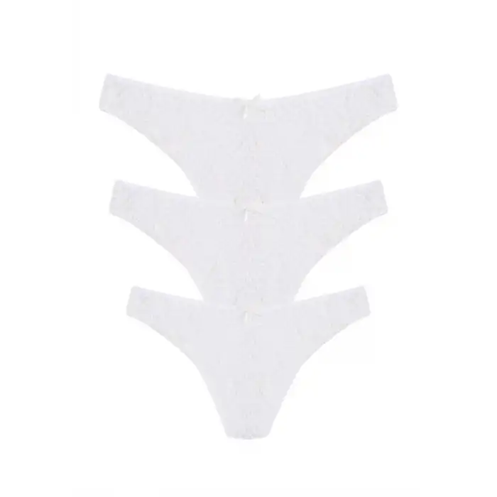 Dantelli 3lü Tanga Külot Ekru