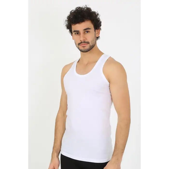 Erkek Beyaz Ribana Atlet