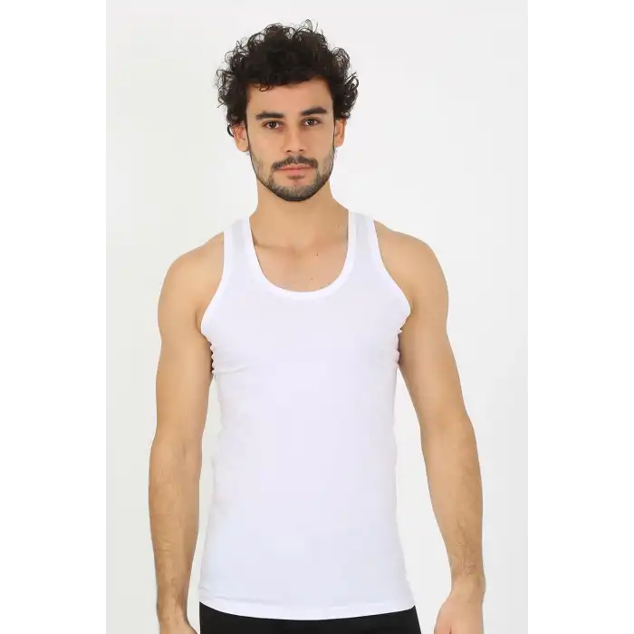 Erkek Beyaz Ribana Atlet