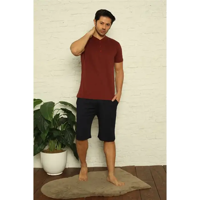 Erkek Bordo 3lü Pijama Takım Bordo