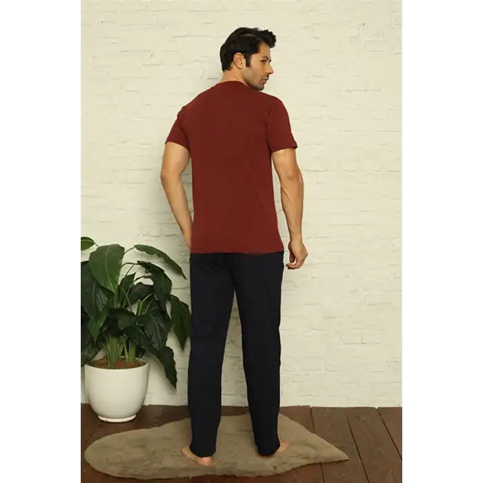 Erkek Bordo 3lü Pijama Takım Bordo