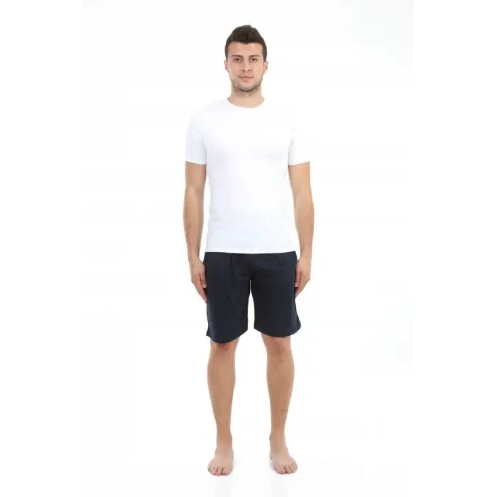 Erkek Cepli Pamuk Şort Lacivert