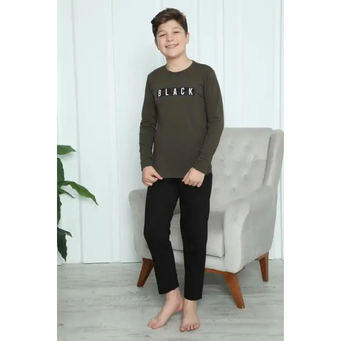 Erkek Çocuk Penye Pijama Takım Haki