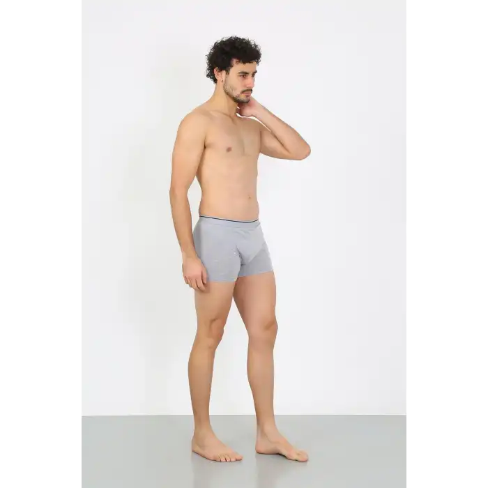 Erkek Pamuk Likralı Boxer Gri