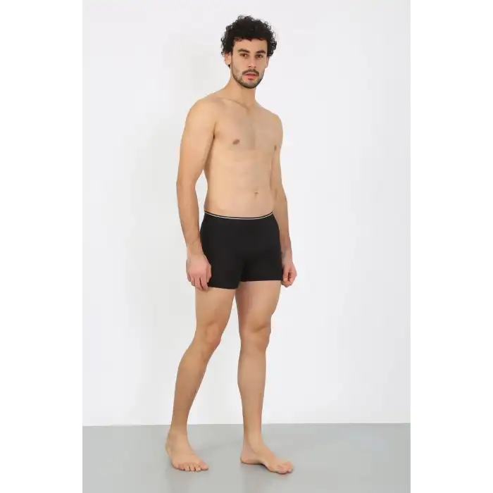 Erkek Pamuk Likralı Boxer Siyah