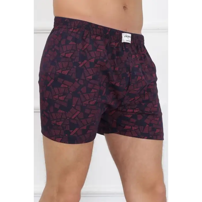 Erkek Penye Boxer Bordo - Lacivert