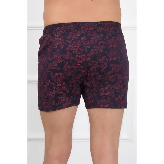 Erkek Penye Boxer Bordo - Lacivert