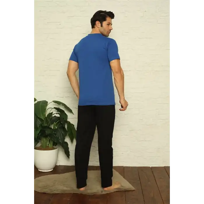 Erkek Saks V Yaka 3lü Pijama Takım