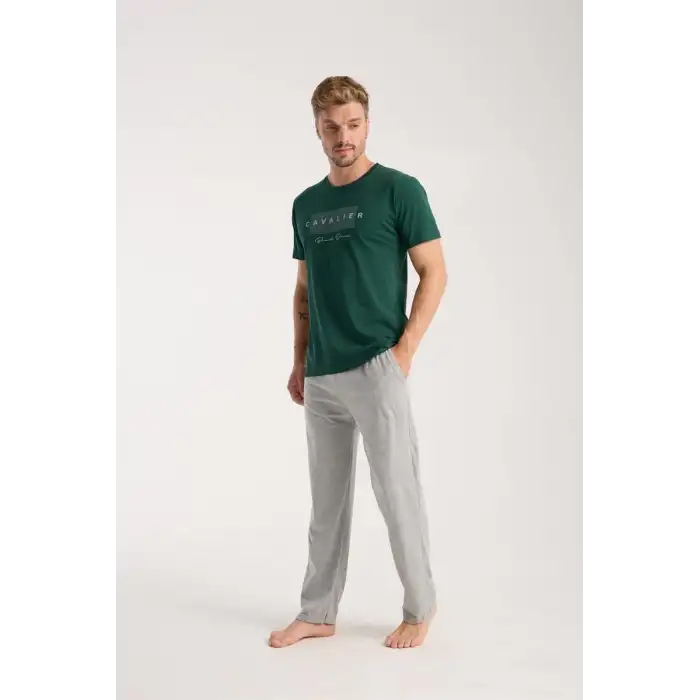 Erkek Yeşil Kısa Kol Pijama Takımı