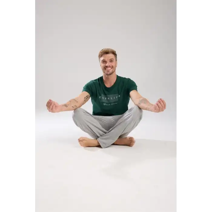 Erkek Yeşil Kısa Kol Pijama Takımı