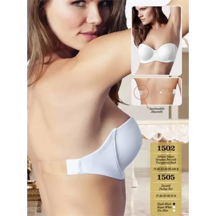 Giyim  1505 Straplez Sırt Şeffaf Sütyen