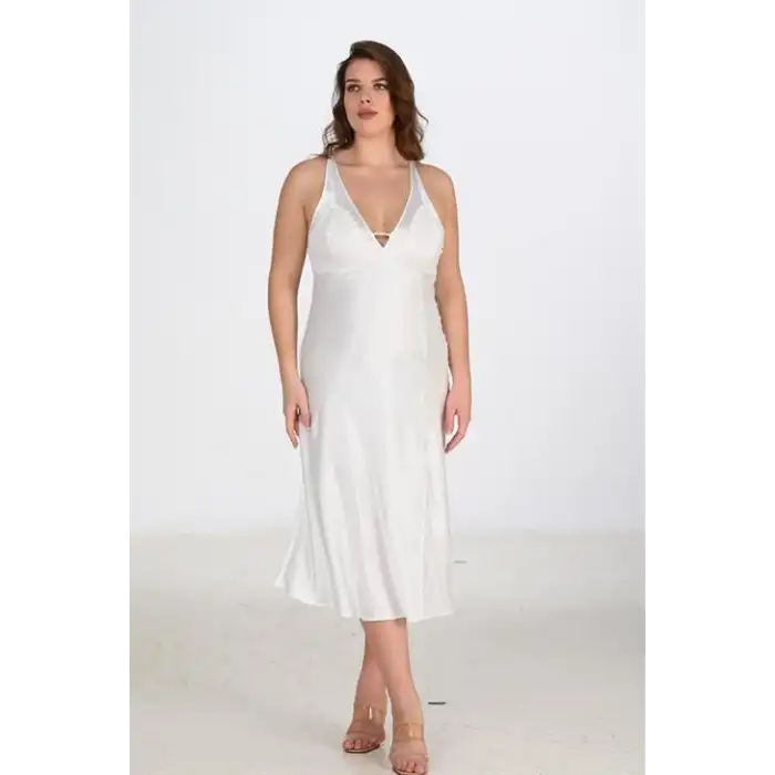 Giyim 2li Ekru Sabahlık Takımı Bigsize 6224