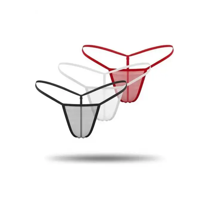 Giyim 3lü Renkli Transparan Tül String Tanga Brf0369