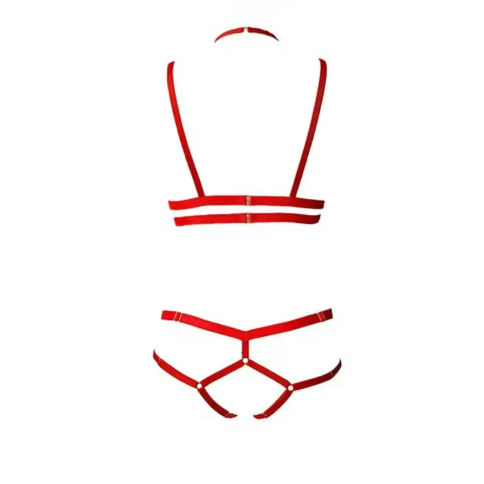 Giyim 3 Parça Seksi Harness Sütyen Takım - Brf144