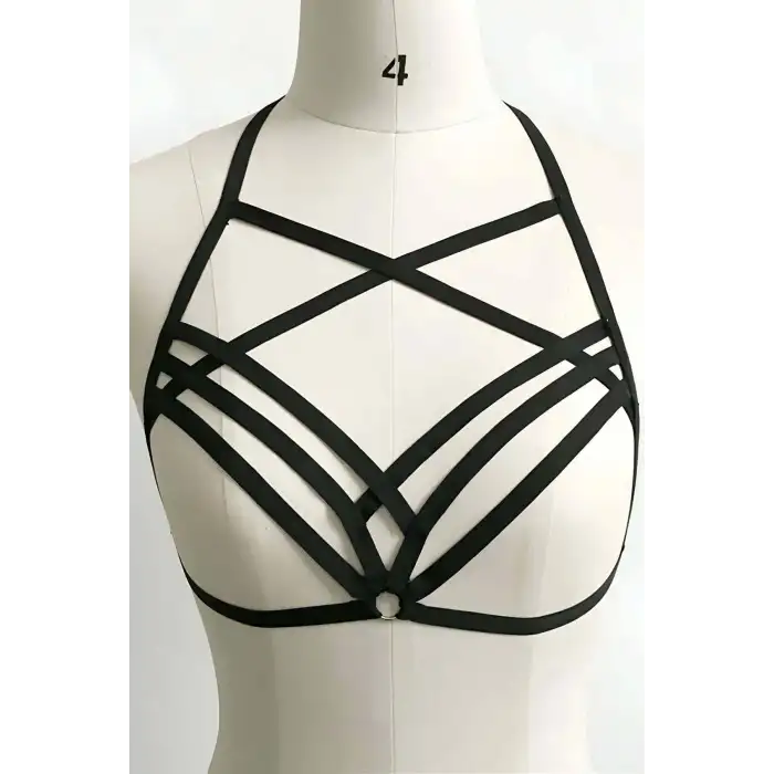 Giyim 3 Sıralı Çapraz Detaylı Seksi Harness - Brf62