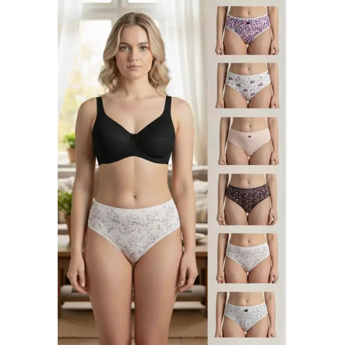 Giyim 7 Li Desenli Külot Kadın