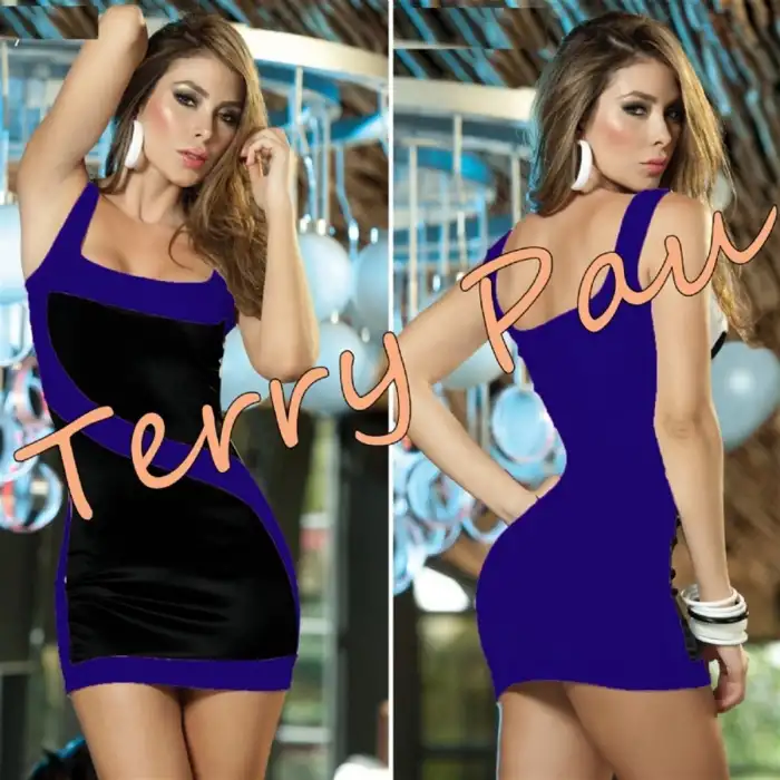 Giyim  B100730 Kontras Mini Elbise