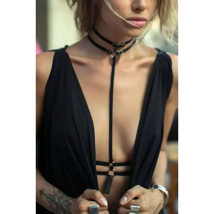 Giyim Bel Boyun Detaylı Seksi Harness - Brf373