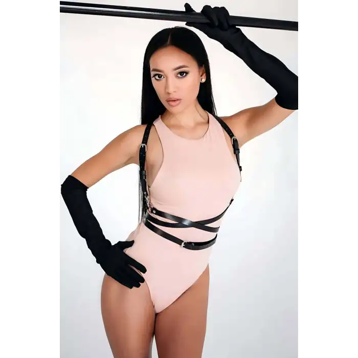 Giyim Belden Dolanan Şık Deri Harness - Brf751