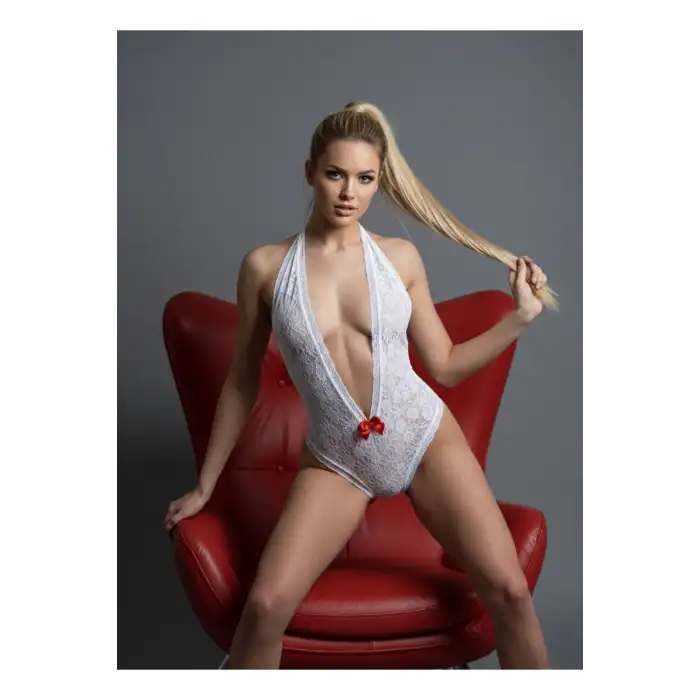 Giyim Beyaz Dantel Bodysuit - 924