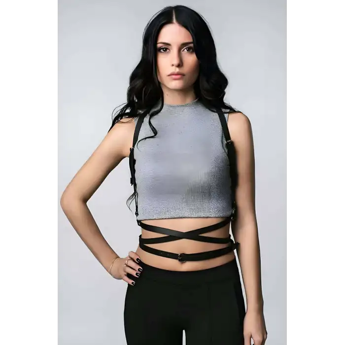 Giyim Body Üzeri Sexy Deri Harness - Brf198